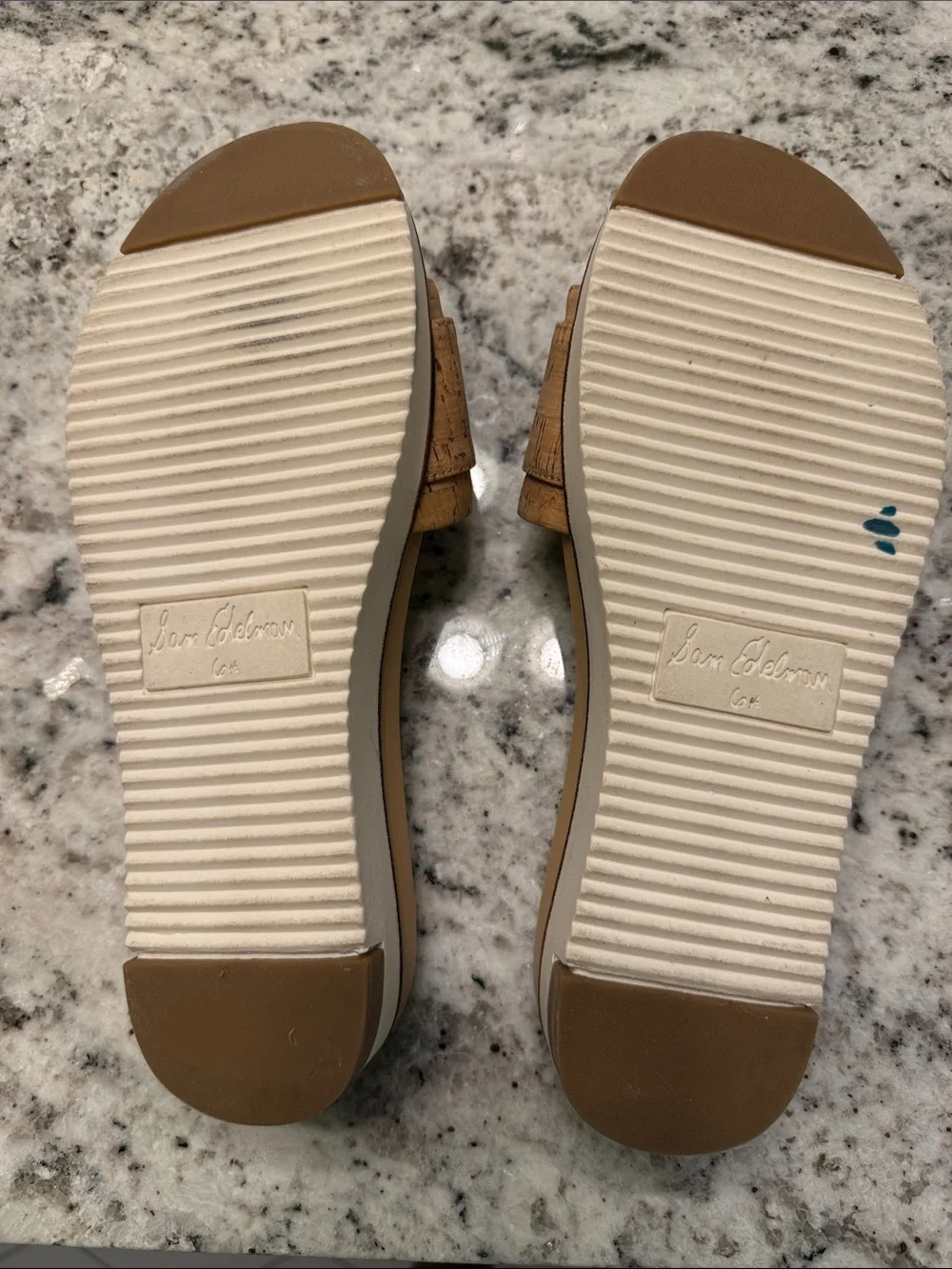 Sam Edelman Tan Cork Slide Sandals with Tortoiseshell Buckles - Picture 3 of 3